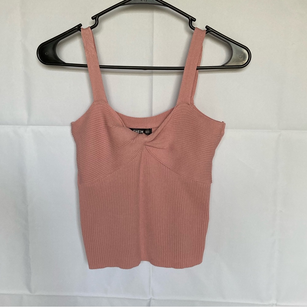 Light Pink Knit Cross Tank